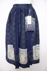 画像1: axes femme / ミュシャプリントスカート M 紺 Y-26-08-24-105-AX-SK-SZ-ZY (1)