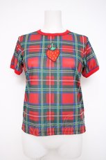 画像1: Hei Hei / チェックミニTシャツ  赤×グリーン Y-26-08-25-030-LO-TO-SZ-ZY (1)