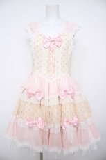 画像1: BABY,THE STARS SHINE BRIGHT / Baby Cafe Dollジャンパースカート  ピンク×ひよこ Y-26-08-25-039-BA-OP-SZ-ZY (1)