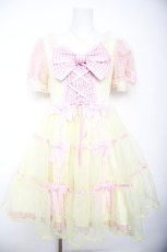 画像1: Angelic Pretty / Puffギンガムワンピース  イエロー Y-26-08-25-046-AP-OP-SZ-ZY (1)