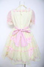 画像2: Angelic Pretty / Puffギンガムワンピース  イエロー Y-26-08-25-046-AP-OP-SZ-ZY (2)