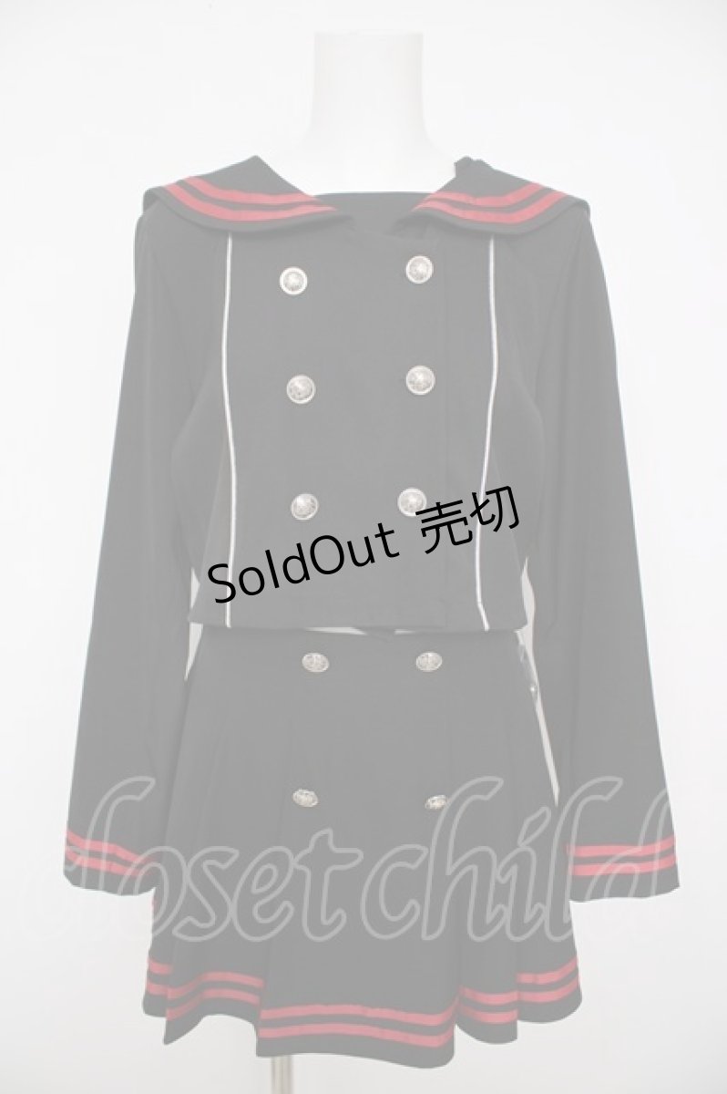 画像1: Amilige / セーラーセットアップ F ブラック×赤 Y-26-08-25-051-PU-BL-SZ-ZY (1)