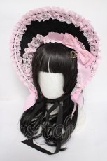 画像1: BABY,THE STARS SHINE BRIGHT / Eleonoreボンネット  黒×ピンク Y-26-08-25-011-BA-AC-SZ-ZY (1)