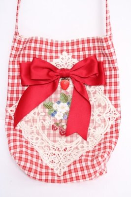 Preview of ストロベリー・リボンブーケ　レースショルダーポーチ  アカ