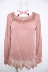 画像1: axes femme / ローズレースカットソー M ピンク Y-26-08-26-046-AX-TO-SZ-ZY (1)