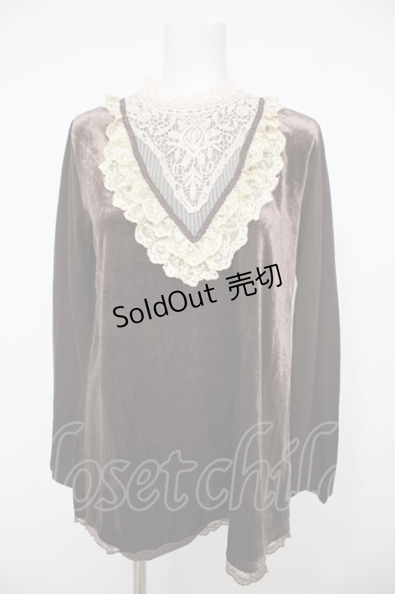 画像1: axes femme / フロントレースベロアプルオーバー M 茶 Y-26-08-26-059-AX-TO-SZ-ZS (1)