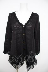 画像1: axes femme / 裾レース×シフォン透かしカーデ M 黒 Y-26-08-26-067-AX-TO-SZ-ZY (1)
