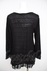 画像2: axes femme / 裾レース×シフォン透かしカーデ M 黒 Y-26-08-26-067-AX-TO-SZ-ZY (2)