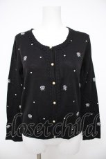 画像1: axes femme / バラ刺繍ニットカーディガン M 黒 Y-26-08-26-071-AX-TO-SZ-ZY (1)