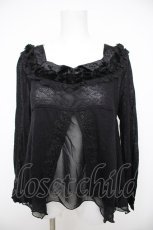画像1: axes femme / 立体モチーフ付きシフォン切替プルオーバー M 黒 Y-26-08-26-074-AX-TO-SZ-ZY (1)