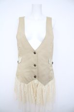 画像1: axes femme / レース切替ロングベスト M ベージュ Y-26-08-26-101-AX-TO-SZ-ZY (1)