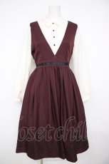 画像1: axes femme POETIQUE / トランプ刺繍レイヤードワンピース M ワイン Y-26-08-26-119-AX-OP-SZ-ZY (1)