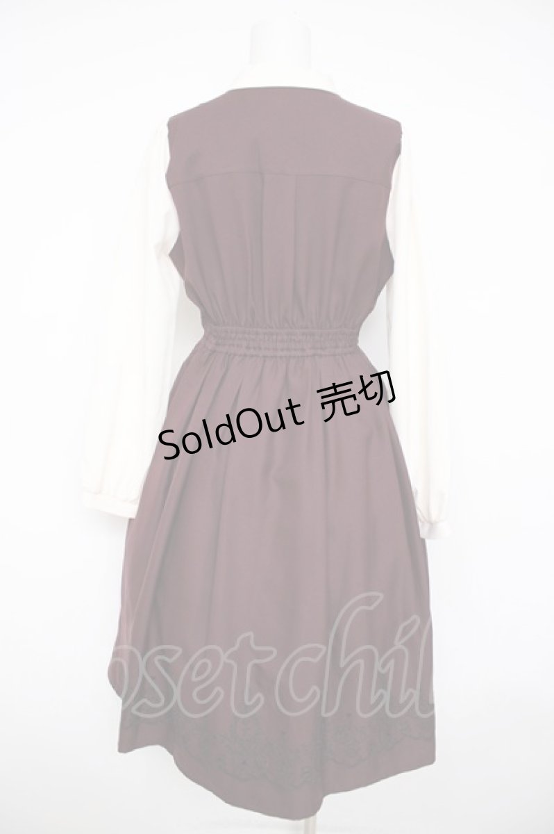 画像2: axes femme POETIQUE / トランプ刺繍レイヤードワンピース M ワイン Y-26-08-26-119-AX-OP-SZ-ZI (2)