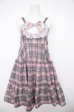 画像1: Lovely Tency / チェックジャンパースカート  ピンク Y-26-08-26-129-LO-OP-SZ-ZY (1)
