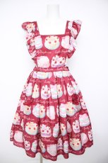 画像1: Emily Temple cute / Decoration CAKEエプロン風ワンピース  レッド Y-26-08-26-137-ET-OP-SZ-ZY (1)