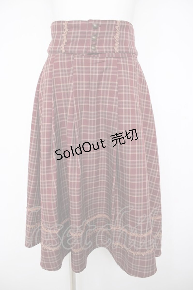 画像1: axes femme / ベルト付チェック柄タックスカート F ワイン Y-26-08-26-151-AX-SK-SZ-ZY (1)