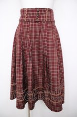 画像1: axes femme / ベルト付チェック柄タックスカート F ワイン Y-26-08-26-151-AX-SK-SZ-ZY (1)
