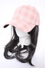 画像1: axes femme / チェック柄キャップ  淡ピンク Y-26-08-26-022-AX-AC-SZ-ZY (1)