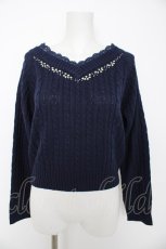 画像1: axes femme / Vネックビジューニットプルオーバー M コン Y-26-08-28-047-AX-TO-SZ-ZY (1)
