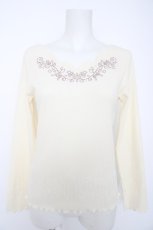 画像1: axes femme / 花刺繍スカラップカットプルオーバー M 生成り Y-26-08-28-049-AX-TO-SZ-ZY (1)