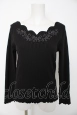 画像1: axes femme / 花刺繍スカラップカットプルオーバー M 黒 Y-26-08-28-054-AX-TO-SZ-ZY (1)