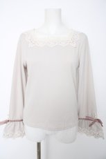 画像1: axes femme / レース使いフレア袖リブプルオーバー M 淡ピンク Y-26-08-28-060-AX-TO-SZ-ZY (1)