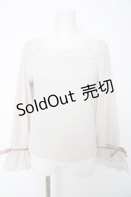 Preview of レース使いフレア袖リブプルオーバー M 淡ピンク