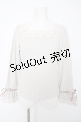 Preview of レース使いフレア袖リブプルオーバー M 淡ピンク