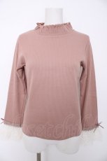 画像1: axes femme / チュールレース袖カットプルオーバー M 淡ピンク Y-26-08-28-068-AX-TO-SZ-ZY (1)