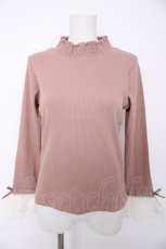 画像1: axes femme / チュールレース袖カットプルオーバー M 淡ピンク Y-26-08-28-069-AX-TO-SZ-ZY (1)