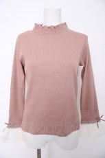 画像1: axes femme / チュールレース袖カットプルオーバー M 淡ピンク Y-26-08-28-070-AX-TO-SZ-ZY (1)