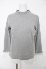 画像1: axes femme / チュールレース袖カットプルオーバー M グレー Y-26-08-28-071-AX-TO-SZ-ZY (1)