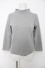 画像1: axes femme / チュールレース袖カットプルオーバー M グレー Y-26-08-28-073-AX-TO-SZ-ZY (1)