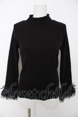 画像1: axes femme / チュールレース袖カットプルオーバー M 黒 Y-26-08-28-076-AX-TO-SZ-ZY (1)