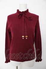 画像1: axes femme POETIQUE / パール付きリボンニットプルオーバー M ワイン Y-26-08-28-083-AX-TO-SZ-ZY (1)
