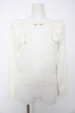 画像1: axes femme / 肩フリルニットプルオーバー M キナリ Y-26-08-28-084-AX-TO-SZ-ZY (1)