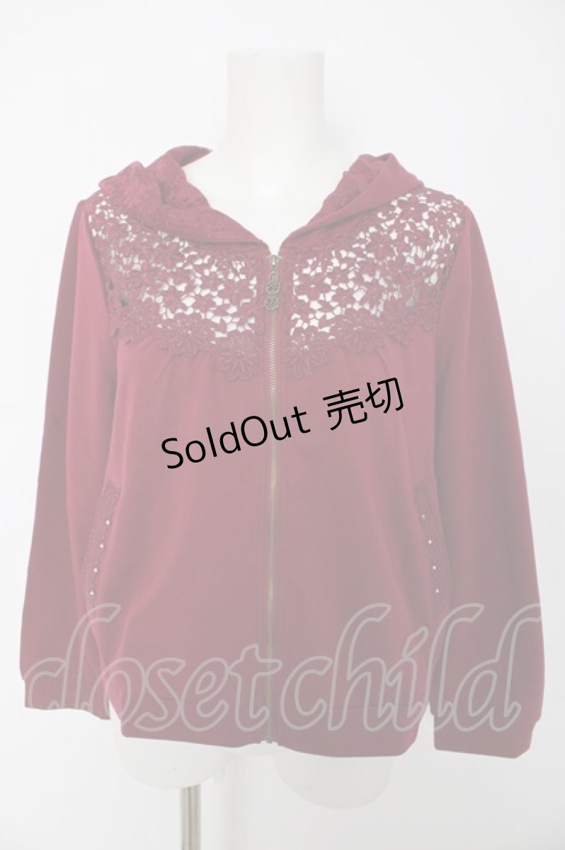 画像1: axes femme / レース切り替えパーカー M ワイン Y-26-08-28-102-AX-TO-SZ-ZY (1)