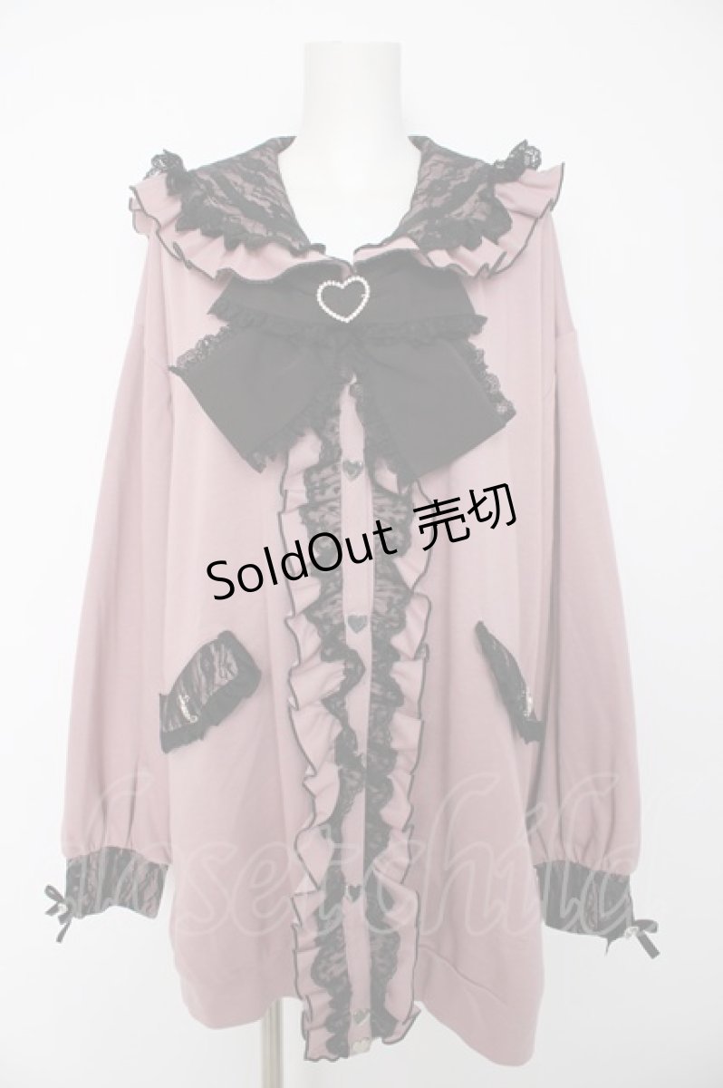 画像1: DearMyLove / ハートレースアップフリルセーラー裏毛チュニックブルゾン  ピンク Y-26-08-28-140-LO-TO-SZ-ZY (1)