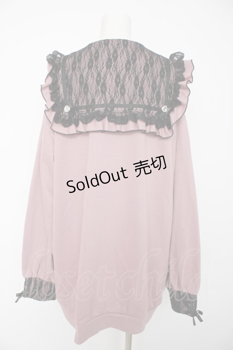 画像2: DearMyLove / ハートレースアップフリルセーラー裏毛チュニックブルゾン  ピンク Y-26-08-28-140-LO-TO-SZ-ZY (2)