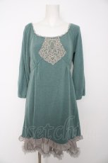 画像1: axes femme / レイヤーニットワンピース M グリーン Y-26-08-28-165-AX-OP-SZ-ZY (1)