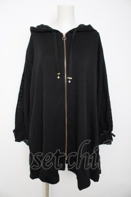 Preview of 裾フリル裏毛ロングパーカー M 黒