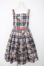 画像1: Emily Temple cute / Teddy Bear Tartanノースリーブワンピース M ピンク Y-26-08-29-078-ET-OP-SZ-ZY (1)