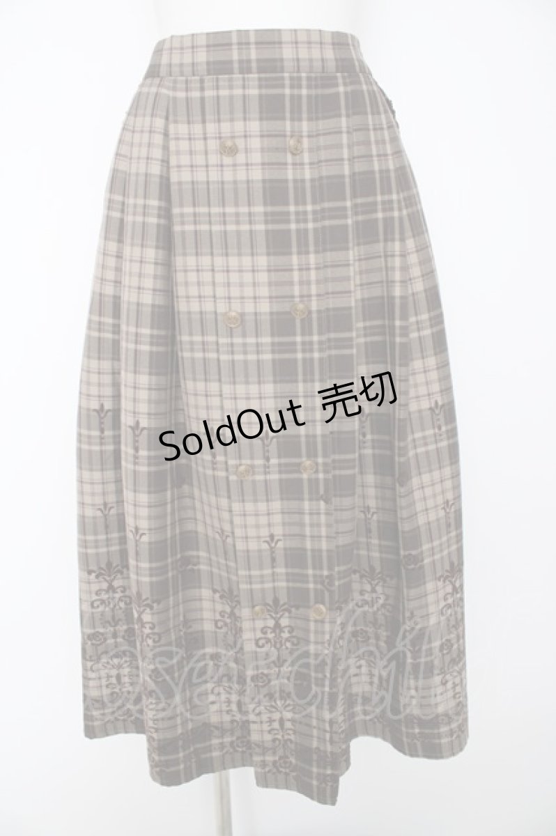 画像1: axes femme / フロッキーチェックスカート  カーキ Y-26-08-29-093-AX-SK-SZ-ZY (1)