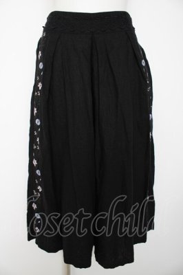 Preview of 華刺繍リネンガウチョパンツ M 黒