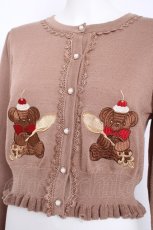 画像3: axes femme kawaii / クマパフェ刺繍ニットカーデ  ブラウン Y-26-08-29-026-AX-TO-SZ-ZY (3)