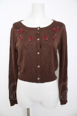 画像1: axes femme POETIQUE / ドリーム刺繍入りカーディガン  ブラウン Y-26-08-29-027-AX-TO-SZ-ZY (1)