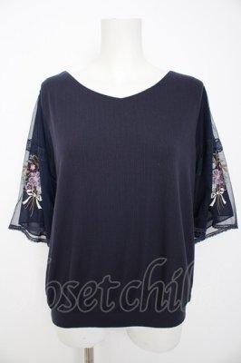 Preview of チュール×刺繍フレア袖プルオーバー M 紺