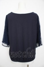 画像2: axes femme / チュール×刺繍フレア袖プルオーバー M 紺 Y-26-08-29-033-AX-TO-SZ-ZY (2)