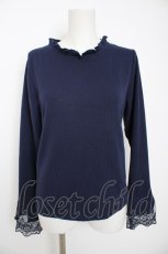 画像1: axes femme / カラーチュールレースリブプルオーバー F 紺 Y-26-08-29-034-AX-TO-SZ-ZY (1)