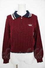 画像1: axes femme / レース×バイカラーニットポロ F ワイン Y-26-08-29-035-AX-TO-SZ-ZY (1)
